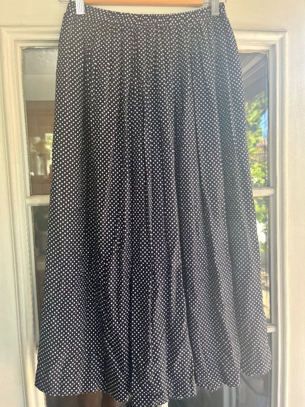 Vintage Y2K  Polka Dot Pleated Midi Skirt Made USA Size 9/10  TRENDY 2026